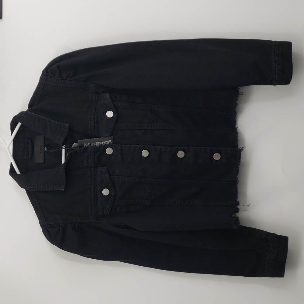 BLANK NYC raw hem black denim jacket size medium - Picture 4 of 9